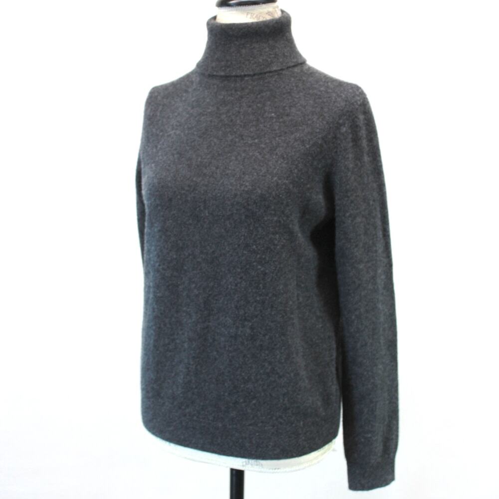 MNG Mango Gray Sweater Pullover Cashmere Blend Cozy Minimalist Turtleneck Medium